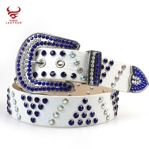 Cinturón de diamantes de imitación con patrón de cocodrilo de diseñador para vaqueros occidentales, vaqueras, cristal brillante, cinturón de diamantes con tachuelas coloridas para niños y niñas - Product Image 1