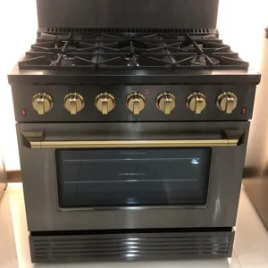 4/6/8 burners free standing gas cooker with oven black stainless steel gas range