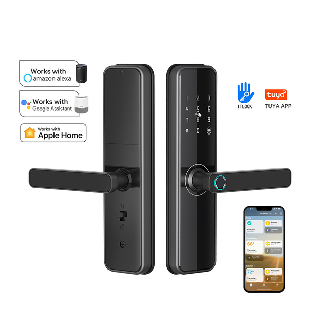 Tuya TTlock WiFi Smart Door Lock Fingerprint Keypad Unlock Matter HomeKit for Wooden & Aluminum Doors Aluminium Alloy