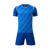 Ensemble de maillot de football bleu personnalisé, nom et numéro 0 imprimés, uniforme de football pour hommes, kit de maillot d'entraînement à manches courtes, short
