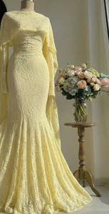 Robe longue élégante et raffinée en dentelle pour femmes musulmanes du Moyen-Orient, Dubaï, Abaya conservatrice et élégante - Product Image 4
