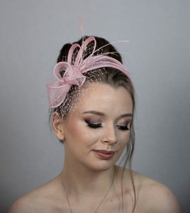 European and American Style <strong>Pink</strong> <strong>Fascinator</strong> <strong>Pink</strong> Wedding <strong>Fascinator</strong> Feather <strong>Headband</strong> for Women - Product Image 6