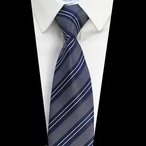 Nouveau design personnalisé de cravates à rayures 8cm en soie pour hommes Cravate en polyester pour fête de mariage pour hommes