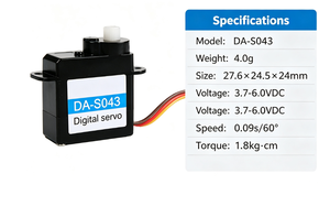 Servomoteur numérique DA-S043, corps en plastique, 4,6 g, micro-servo avec connecteur filaire - Product Image 4