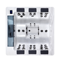 Spa Luar Ruangan Modern Mewah untuk 6 Orang Dewasa, Bak Mandi Air Panas Sistem Balboa, Pijat Whirlpool Jepang, Desain Persegi, Batu Buatan