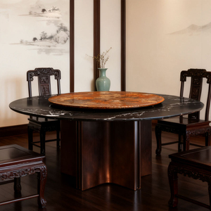 סט שולחן וכיסאות אוכל מודרני יוקרתי וקליל לוילה קטנה, שולחן אוכל משולב משיש מלבני יוקרתי - Product Image 3