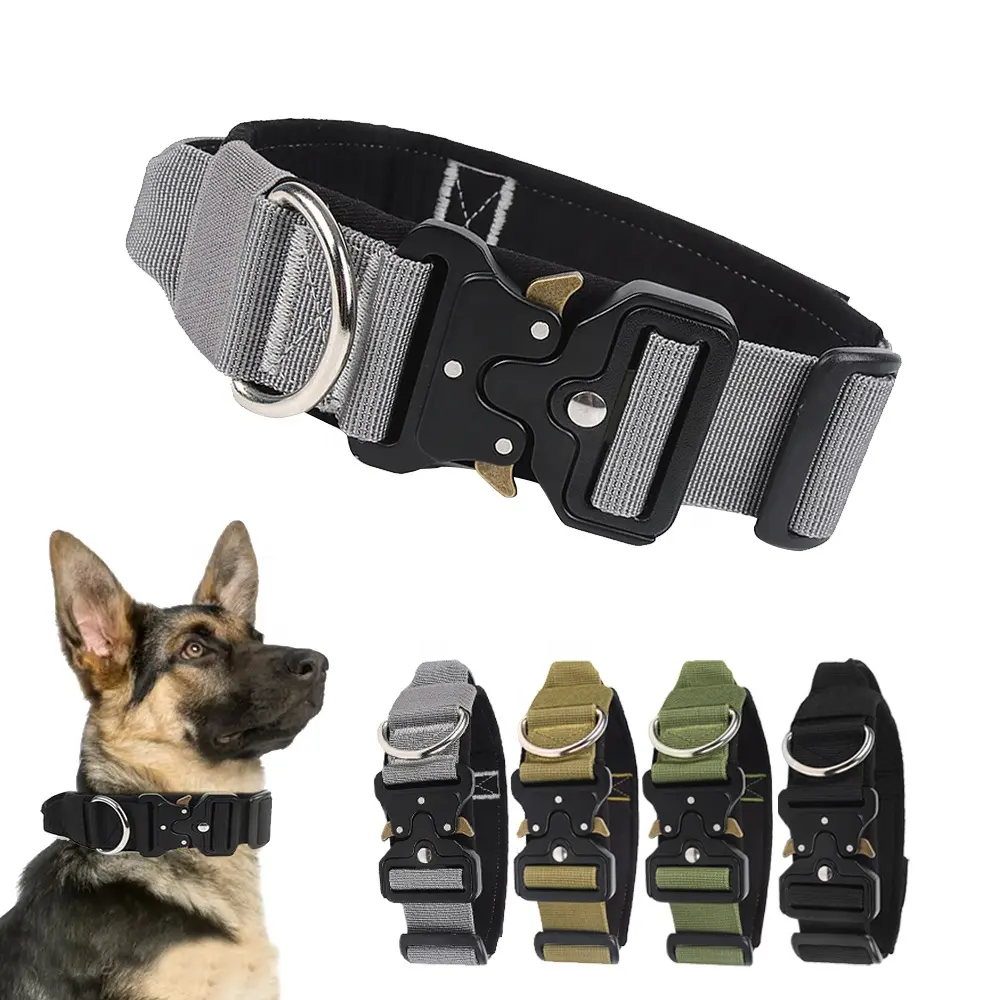 Haustier-Hundehalsbänder mit Verkehrsgriff einstellbar schwerlast deutscher Schäfer-Trainingshalsband Bleistiftschnalle taktisches Hundehalsband
