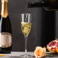 Verre à champagne en plastique de 150 ml, verre à vin rouge à pied haut, verre à vin rouge en acrylique transparent effet cristal
