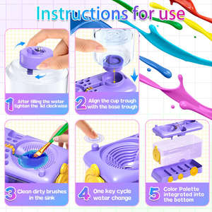 Nuevo limpiador de pinceles enjuagador de pinceles, paleta de pintura artística, limpiador de pinceles herramienta de pintura acrílica multifuncional para niños - Product Image 3