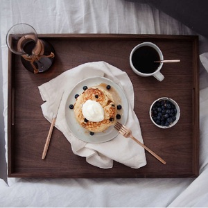 NEW ARRIVAL Handcrafted Large Size Decorative Vintage Acacia Wood Tray Wooden Serving Tray with Handles for DECOR FOR SALE - Product Image 5