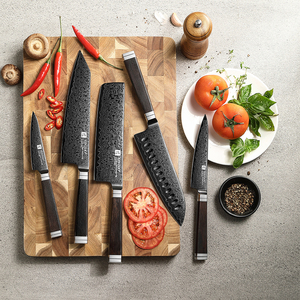 <span class=keywords><strong>Set</strong></span> di <span class=keywords><strong>coltelli</strong></span> da chef XINZUO aggiornato in acciaio Damasco con placcatura in <span class=keywords><strong>titanio</strong></span> e manico in legno di ebano naturale - Product Image 4