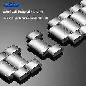 Correa de Acero Inoxidable con Cinco Cuentas Curvas Personalizable con Hebilla de Pasador para Relojes - Venta Directa de Fábrica - Product Image 2