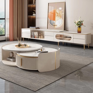 Bàn Cà Phê Đá thiêu kết Đương Đại kim loại chắc chắn có dấu bàn phòng khách phong cách bàn lưu trữ chức năng tròn - Product Image 3