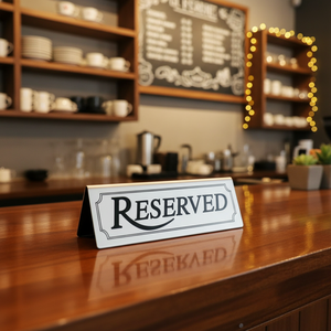 Letrero de Mesa Reservada de Acrílico Impreso Personalizado, Plateado y Negro Pulido, Moderno, Autoportante, Fácil de Montar, para Restaurante, Hotel, Asientos - Product Image 5