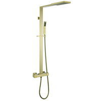 Ensemble de douche thermostatique mural en cuivre brossé minimaliste moderne avec pomme de douche à bulles et pluie
