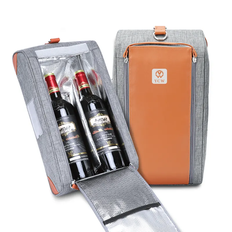 와인 여행 가방 피크닉 세트 2 와인 유리 홀더 스테이크 와인 쿨러 가방