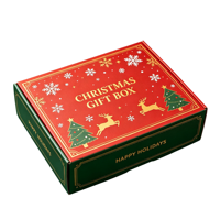 Boîtes d'expédition en carton ondulé personnalisées pour Noël, imprimées en couleur, boîtes cadeaux pliables pour envoi postal