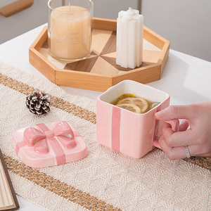 Taza de Regalo Creativa Personalizada con Forma de Caja, 420 ml, 14 oz, Taza para Beber para Chicas, Tazas Sorpresa Rosas, Tazas Navideñas, Taza para Agua con Tapa - Product Image 4