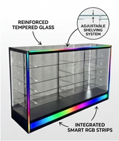 Vitrinen aus gehärtetem Glas mit Farbbasis für Tabakläden, Wandvitrine mit starkem LED-Licht