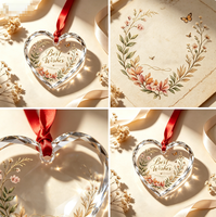 Pendentif d'arbre de Noël en cristal transparent gravé au laser personnalisé, style Art Déco, meilleurs vœux, cadeau de Noël, cadeau de Nouvel An, cadeau de fête d'Halloween