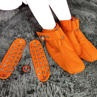 Bottes de contrainte BDSM avec semelle entièrement cloutée, les plus confortables pour le fétichisme des pieds, menottes de cheville noires, bottes de soumission