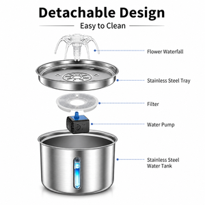 Fontaine à <span class=keywords><strong>eau</strong></span> pour animaux de compagnie en acier inoxydable, circulation automatique, filtration, alimentation USB, silencieuse, amovible, <span class=keywords><strong>distributeur</strong></span> d'<span class=keywords><strong>eau</strong></span> pour <span class=keywords><strong>chat</strong></span> et chien - Product Image 5