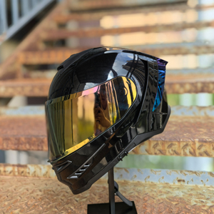 Nuovo <span class=keywords><strong>Casco</strong></span> Integrale da Moto con Doppio Visore, Certificato DOT, in Materiale ABS, Logo <span class=keywords><strong>Personalizzato</strong></span>, Spoiler Cromato - Product Image 3
