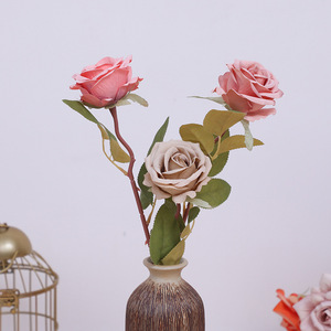 Bouquet de roses artificielles rétro européennes à tige unique, parfumées, faites à la main, longue durée, toucher naturel, pour salon - Product Image 3