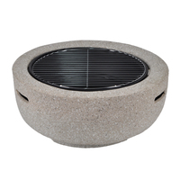 SEJR Brasero rond moderne en acier de 24 pouces avec oxyde de magnésium, avec pique à bois, pour brûler du bois, pour jardin extérieur