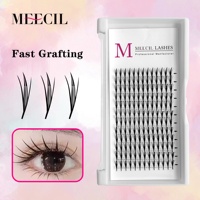 Nouvelles extensions de cils Comic Wings améliorées, éventails pré-faits en plumes pour un volume doux, super doux, faits à la main, haute qualité 0,05 mm, forme en spirale