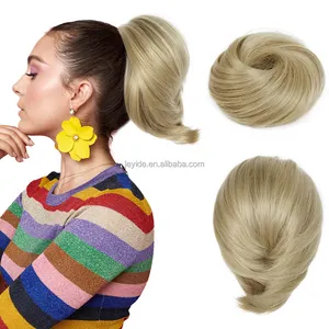 AliLeader 13 Colors Natural Wavy Short Ponytail Straight Ombre Synthetic Hair Bun Updo Hair Chignon for Women