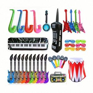 Ensemble de microphones de guitare gonflables en PVC écologique - Accessoires de fête musicaux amusants avec impression sérigraphique pour cadeaux promotionnels et scène - Product Image 1