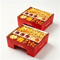 Boîte en carton personnalisée pour snacks de poulet frit, emballage alimentaire de qualité supérieure, conteneur de restauration rapide, plateau à compartiments anti-graisse