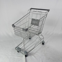 Carrito de Compras de Gran Capacidad Estilo Asiático, Carrito de Supermercado Metálico, Carrito de Mano con 4 Ruedas Giratorias