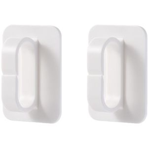 FaSoLa Wall <b>Hooks</b> White 2Pcs No Drill Punch Free Adhesive Storage Rack for Bathroom <b>Kitchen</b> - Product Image 5