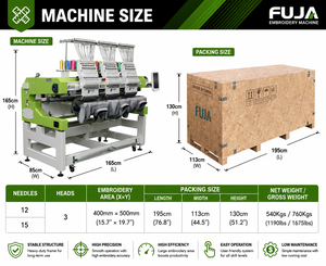 Machine à broder commerciale FUJA à 3 têtes, 12/15 aiguilles, automatique, <span class=keywords><strong>pour</strong></span> casquettes, chapeaux, t-shirts, broderie plate, multi-têtes, trois têtes - Product Image 4