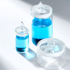 SCIEDU AACH054 Botella <span class=keywords><strong>de</strong></span> Vidrio para <span class=keywords><strong>Laboratorio</strong></span> Químico, Tipo Plano, Sellada y para Pesar, Personalizable OEM, 7ml-80ml - Product Image 2