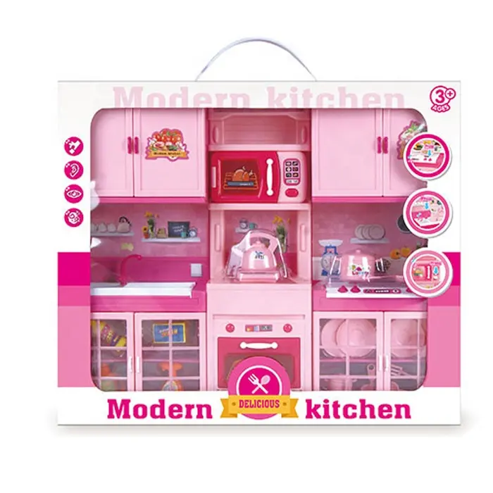 factory sale plastic cooking new kitchen set girls toys with light music