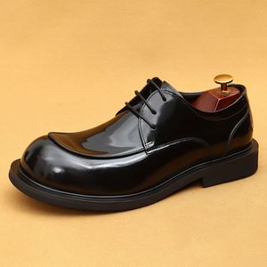 Men's Genuine Leather <b>Platform</b> Dress Shoes Formal <b>Oxfords</b> Business Office Handmade Lightweight Breathable Anti-Slip Wedding - Product Image 5