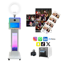 Cabina de Fotos Portátil con Pantalla Táctil LCD de 15.6 Pulgadas, Cabina de Fotos DSLR con Pantalla Publicitaria de 29 Pulgadas
