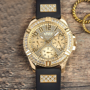 <span class=keywords><strong>Montre</strong></span> à quartz de luxe GUESS W1160L1 sertie de diamants pour femmes, boîtier en acier inoxydable antique, cadran de 40 mm, étanche 50 m, style professionnel - Product Image 2