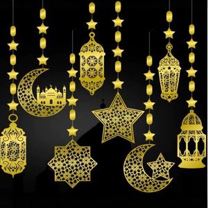Guirlande suspendue pour l'Aïd avec des motifs d'étoiles et <span class=keywords><strong>de</strong></span> croissants <span class=keywords><strong>de</strong></span> lune du Ramadan, guirlande festive pour la décoration <span class=keywords><strong>de</strong></span> la maison, des murs, des portes et des fenêtres - Product Image 2