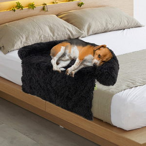 Plush Winter <b>Dog</b> <b>Couch</b> <b>Bed</b> With Anti-Slip Bottom And Removable Cover For Small Pets And Cats, Black Animal Pattern, Indoor Use, - Product Image 3