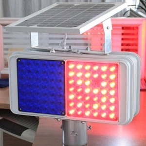 HK-JB202 Solar Traffic Flashing <b>Light</b> LED Red Blue <b>Pole</b> Mount IP65 ABS Plastic - Product Image 3