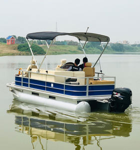 Bateau ponton de pêche électrique en aluminium de 22 pieds avec pont pour le lac à l'extérieur - Product Image 4