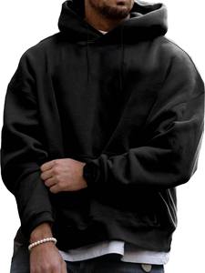 [Nova] High Quality Heavyweight Cotton Oversized Hoodie Blank Plain <b>Thick</b> Pullover Custom Logo Plus Size Streetwear Factory - Product Image 1