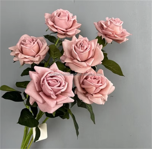 لون جديد أحمر الخدود الوردي موراندي لمسة حقيقية واحدة بالجملة الورود الحريرية البيضاء الاصطناعية الزخرفية اللاتكس الزهور ديكور الزفاف - Product Image 4