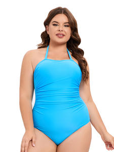 Traje de baño deportivo elegante para mujer europea americana Sexy sólido de talla grande ropa de playa de una pieza recortada en la espalda respetuoso con el medio ambiente impermeable - Product Image 3