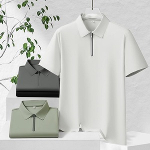 Men's Nylon Polo Shirt Thin Summer Breathable Workwear Grayish White Green Dark Gray Black With Label Knitted - Product Image 1