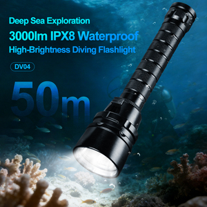 Lampe de plongée en alliage d'aluminium, vente directe usine, portée de faisceau 300-400M, LED T6 au lithium rechargeable, personnalisable, pour utilisation sous-marine - Product Image 2